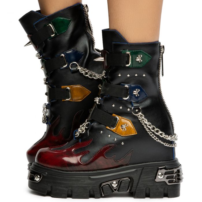 blue platform booties