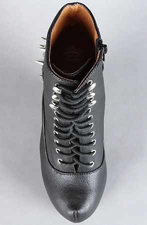 The Spike Damsel Shoe in Black and Silver