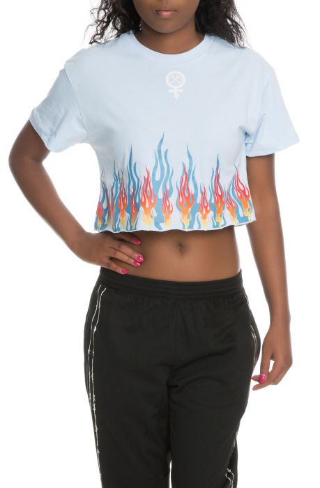 The Litty Cropped BF Tee in Light Blue