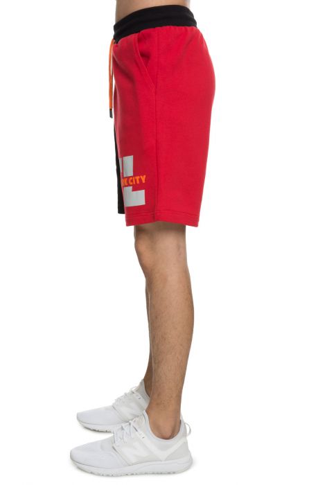 The Split Sweatshorts in Black and Red