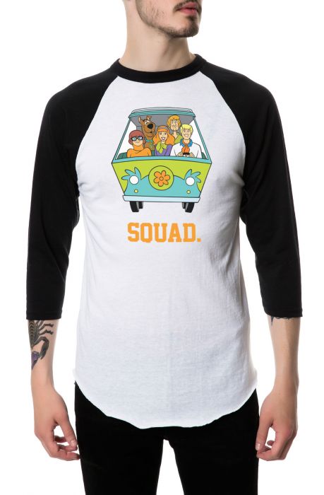 The Squad Raglan in Black and White (Black Sleeves)