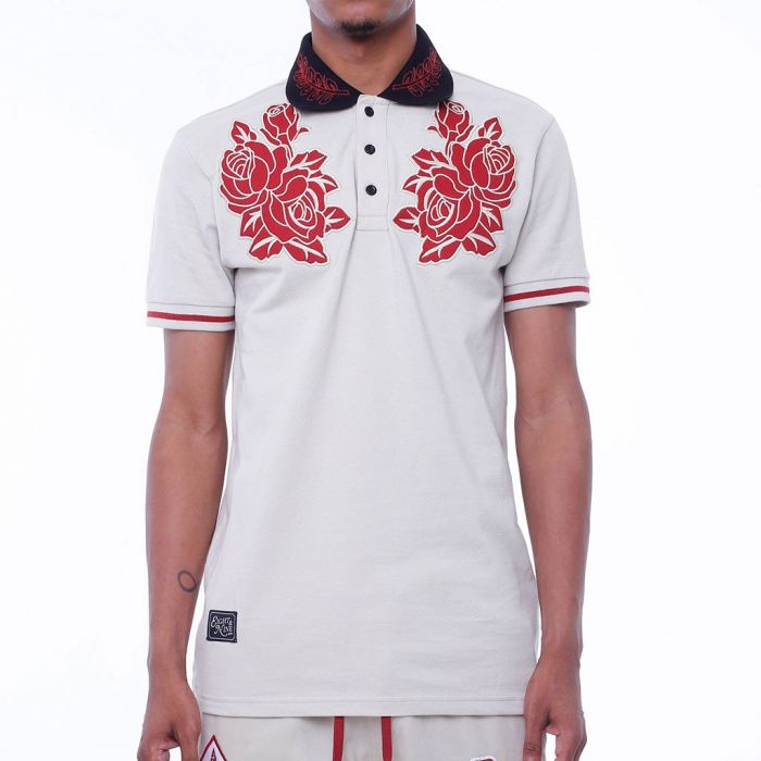 The New Life Embroidered Polo Shirt in Cream