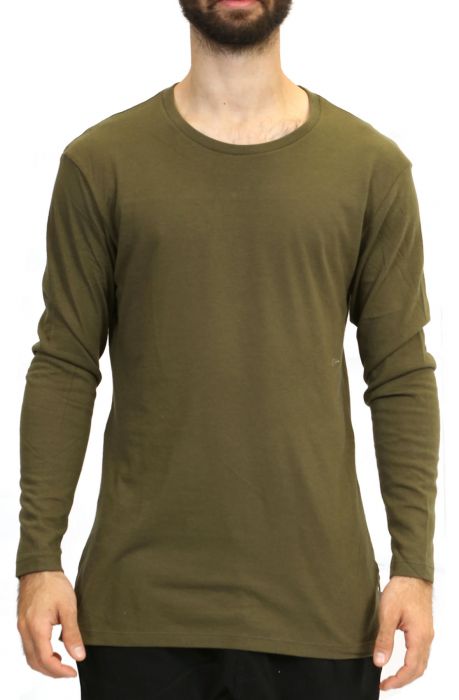 The Long Sleeve Zipper Long Tee in Olive Green
