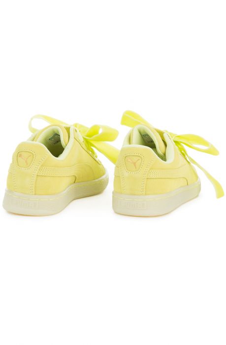 The Suede Heart Reset Sneaker in Soft Fluo Yellow