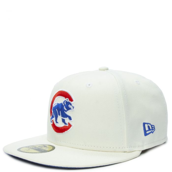 Men's New Era Cream/Royal Chicago Cubs Chrome Sutash 59FIFTY Fitted Hat