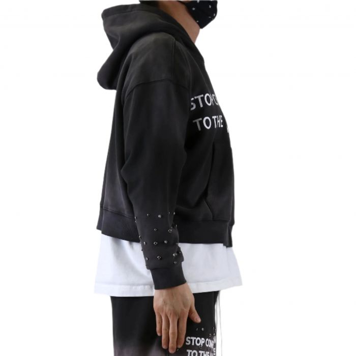 GLENN French Terry Long Sleeve Crop Top Full Zip Hoodie