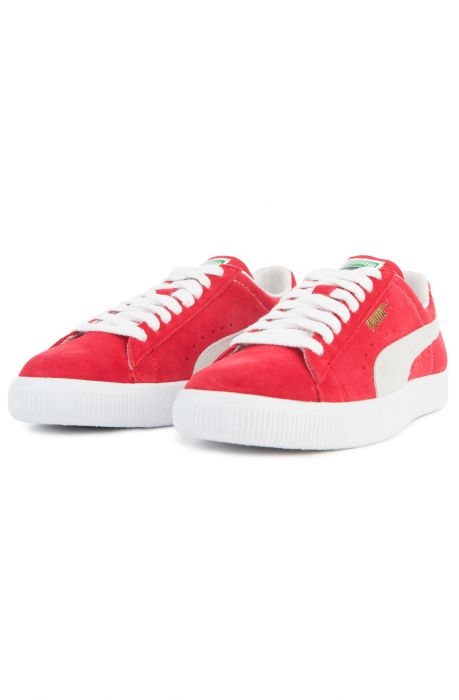 The Puma Suede 90681 in Ribbon Red and White