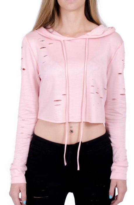 Fiona Distressed Crop Top in Pink