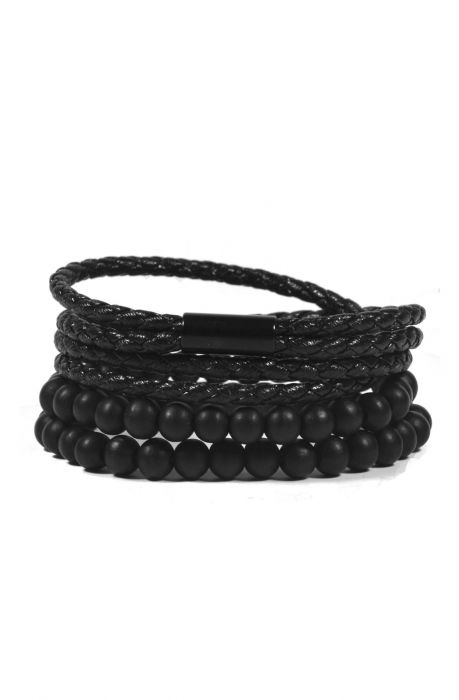 3 Pack Black on Black Bracelet Set