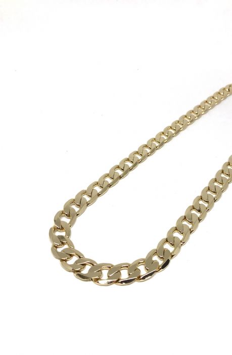 14K Gold Plated Thick Flat Curb Chain Necklace