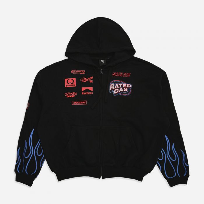 8&9 MFG Co. Rated Gas Zip Up Hoodie Black ZHRGBLK-RED - Karmaloop