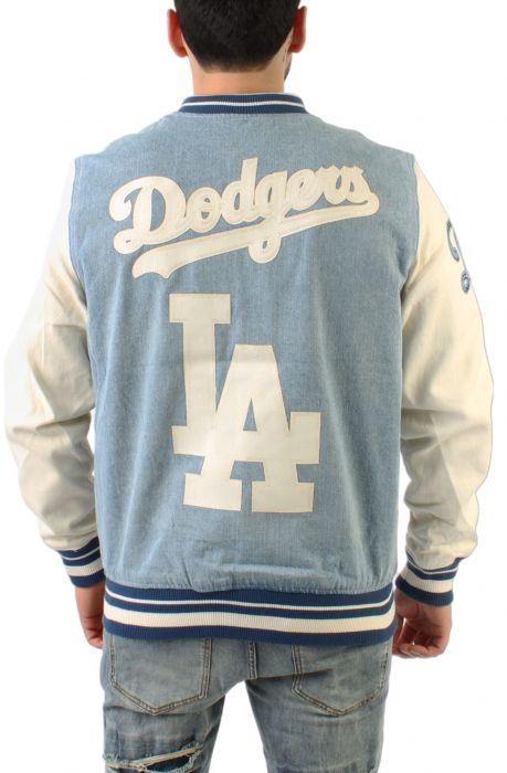 PRO STANDARD Dodgers Blue Denim Varsity Jacket LLD638399-DLN - Karmaloop