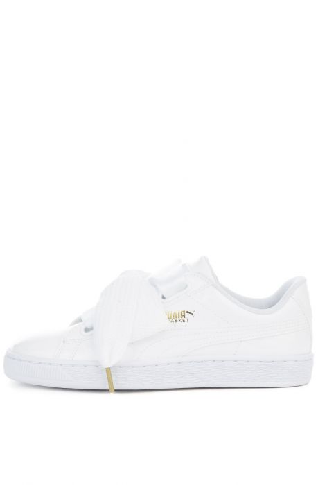 The Basket Heart Patent Sneaker in White