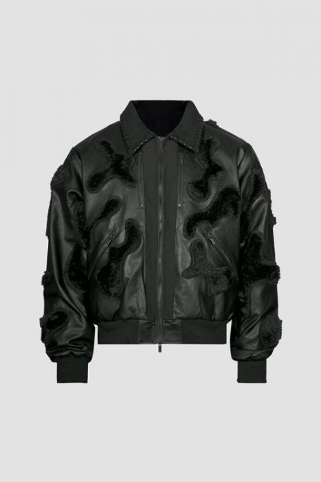 Faux Fur Vegan Leather Camouflage Jacket