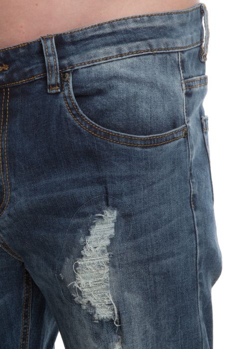 The JP Distressed Skinny Jeans in Indigo