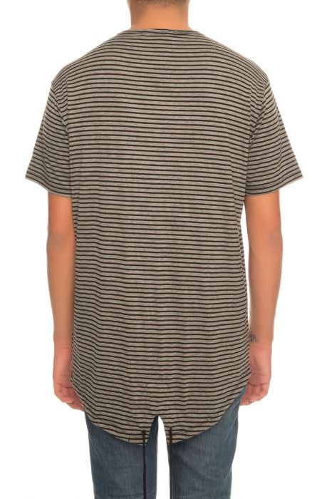 The Fishtail Tee in Striped Black and Grey