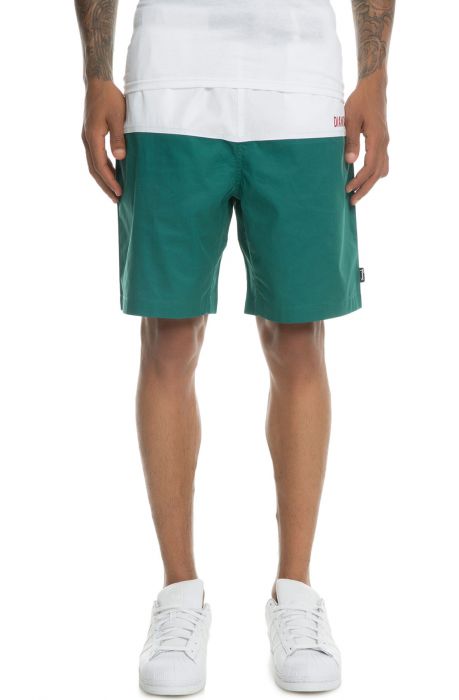 The Stadium Belted Shorts in White and Green