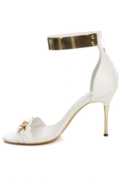 The Malice Shoe in White Leather and Gold (Exclusive)