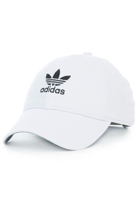 The Adidas Originals Relaxed Strapback Dad Hat in White & Black