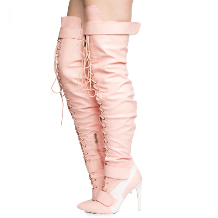 CAPE ROBBIN Cape Robbin Gigi 6 Pink Heeled Thigh High Boots Pink GIGI 6 PINK PLNDR