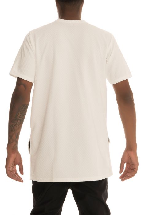 The Jackson Quilted Oversize Fit Longline tee in ivory