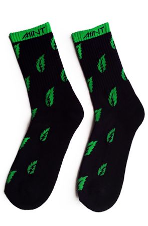 Mint Varsity Socks Green Leaf Logo