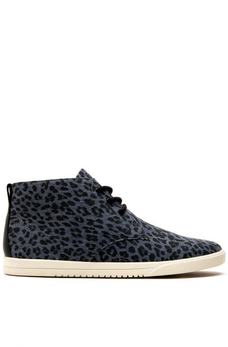 The Strayhorn Deep Navy Leopard Canvas Shoes in Black