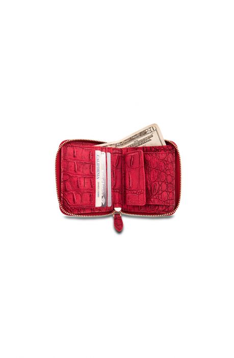 Mint Croc Red Zip Wallet