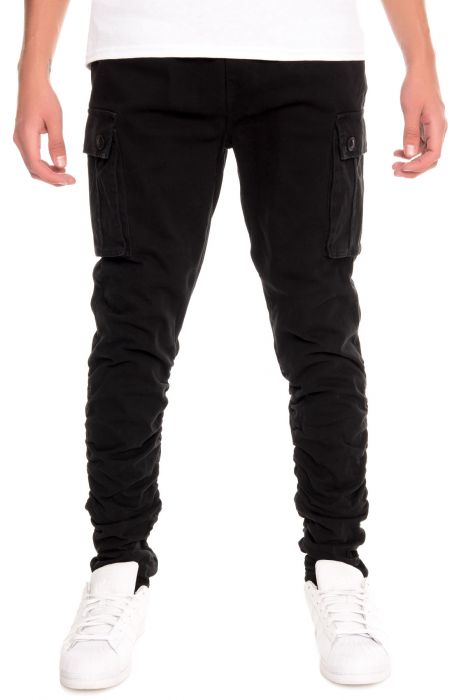 The Enlistment Rouched Cargo Pant in Black Black