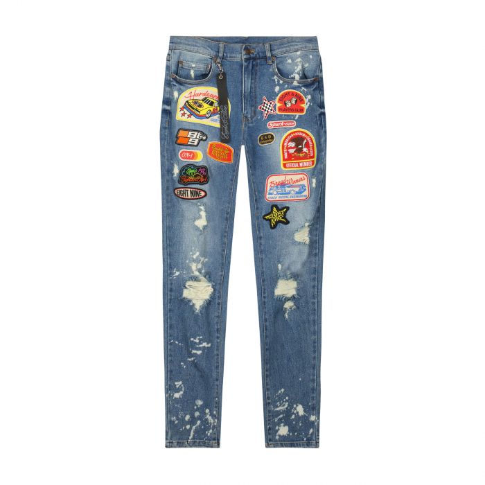 8&9 MFG Co. On 1 Patch Denim Jeans Blue JSON1BLU-BLUE - Karmaloop