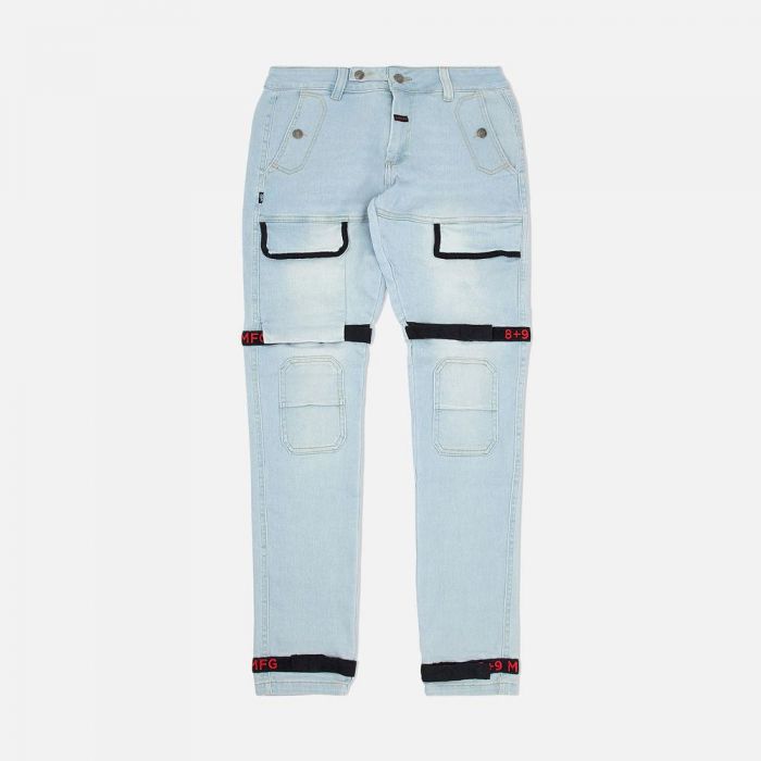 8&9 MFG Co. Strapped Up Slim Utility Light Washed Jeans Bred PSTRLHBRED - Karmaloop