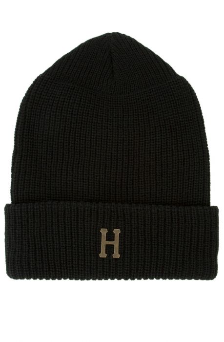 The Brass H Military Beanie in Black