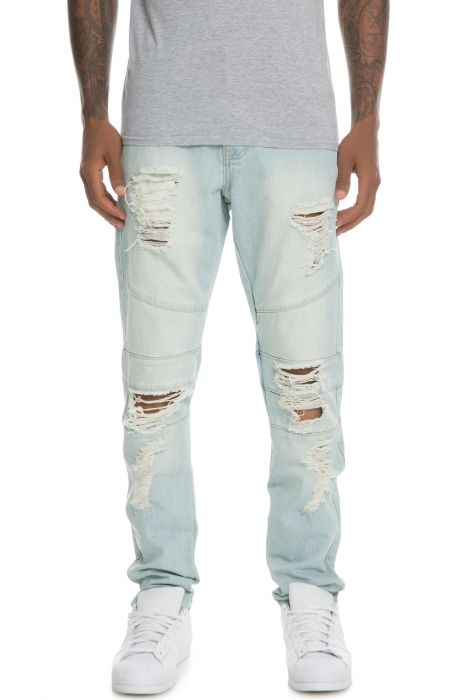 The Montana Distressed Denim in Light Blue Wash