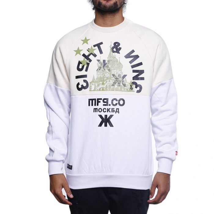 The Motherland Crewneck Sweatshirt in White and Sand