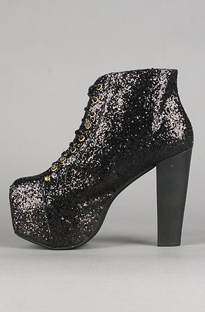 The Lita Shoe in Black Glitter