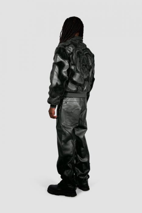 Faux Fur Vegan Leather Camouflage Jacket