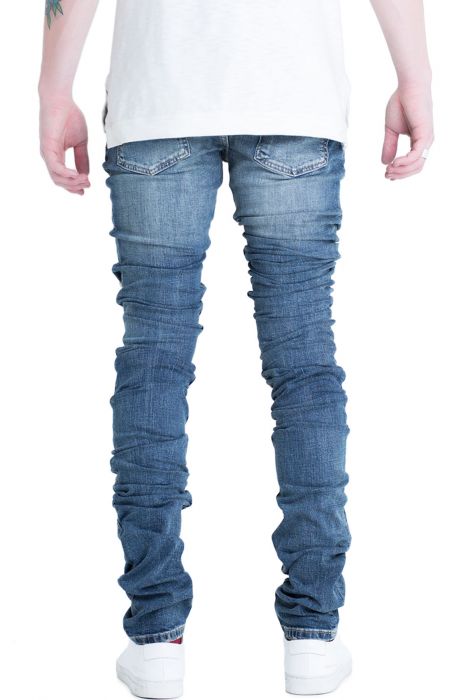 The Cano Stacked Ripped Denim Jeans in Indigo