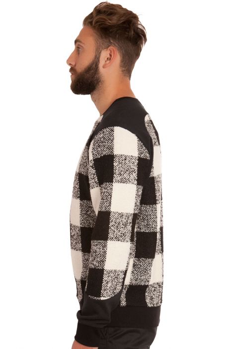 The Plaid Fleece Sweatshirt in Black & White