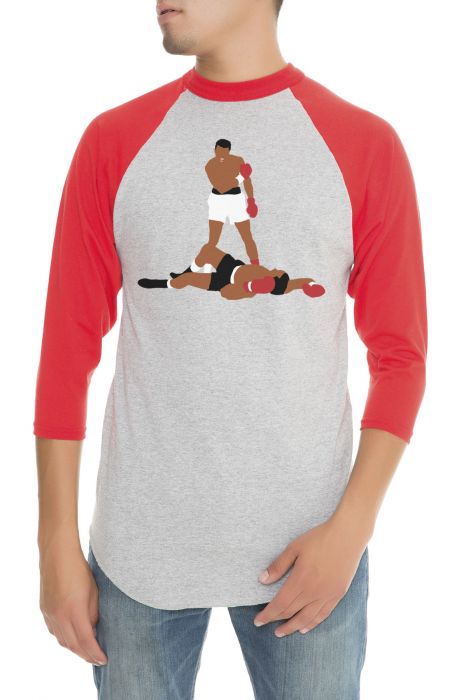 The Rumble Raglan in Red and Heather Grey