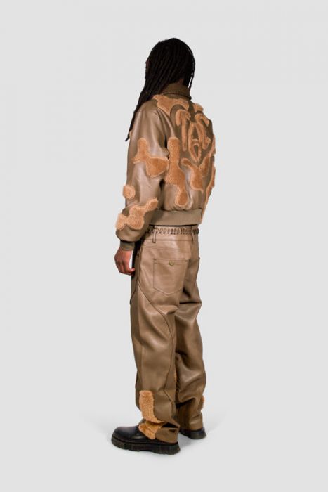 Faux Fur Vegan Leather Camouflage Jacket