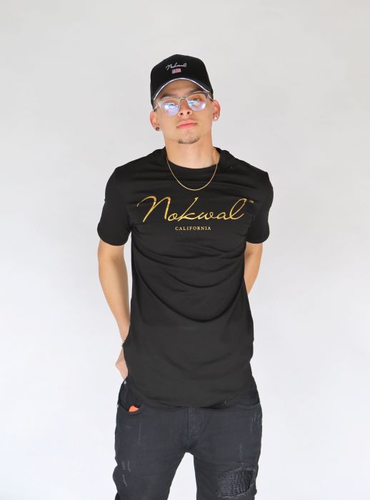 NOKWAL Black T-Shirt w/ Gold Nokwal Signature 2020BGSLT - Karmaloop