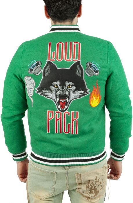 Back Wolf Detail Varsity Jacket