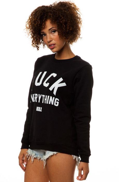 The Fuck Everything Soft Oversized Crewnek Sweatshirt in Black