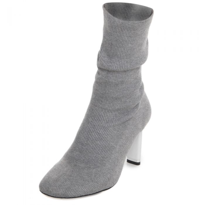 Jeffrey Campbell for Women: Peligro Grey White Jersey Sock Heeled Boots