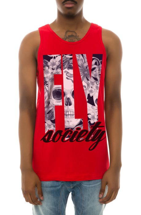 The Fly Skull Tank Top in Red