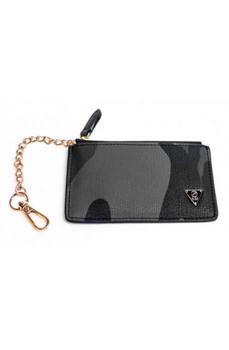 Camo Leather Card Wallet - Black