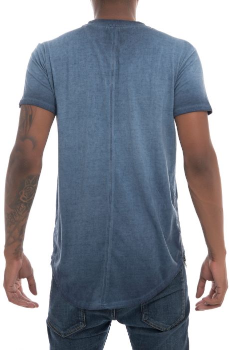 The Chroma Pigment Washed Side Zip Tee in Indigo