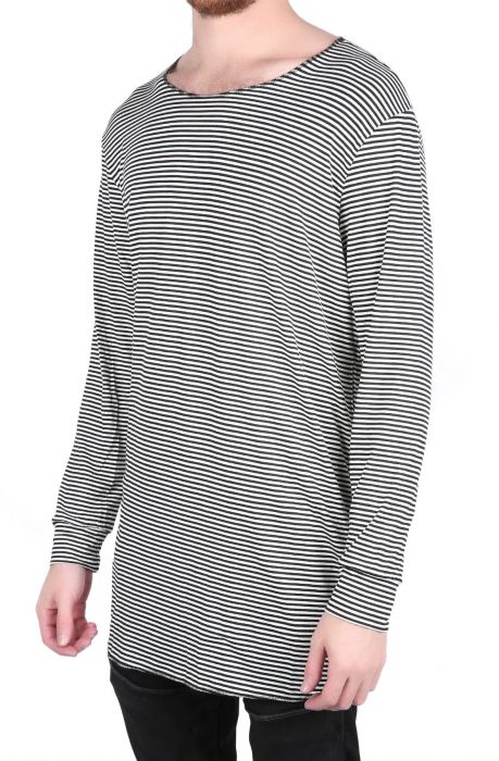 The Demar LS Tee in Black and White Stripe
