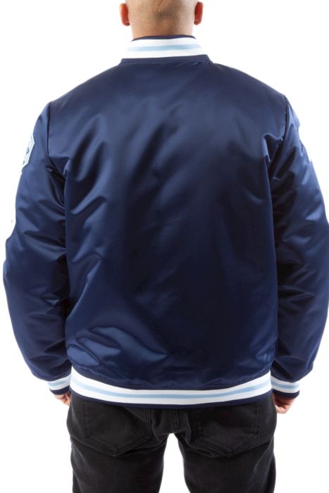 Mitchell and Ness University of North Carolina Champ City Satin Jacket Navy