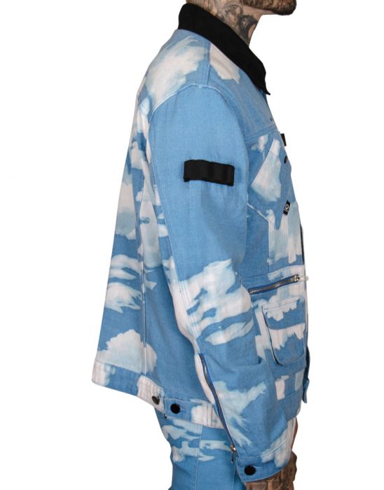 THE HIDEOUT CLOTHING + Rifle Cloud Bleached Denim Jacket HDTCLTHNG ...